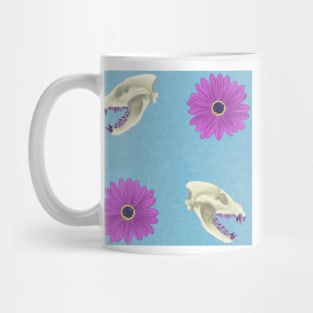 Hyena Skull Floral Blue Mug